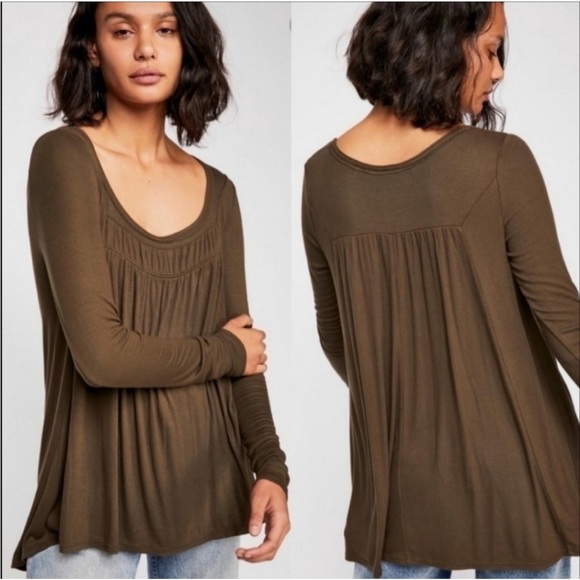 FREE PEOPLE We The Free Love Valley Top Olive Green OB872329 Size Small Boho - Picture 1 of 8